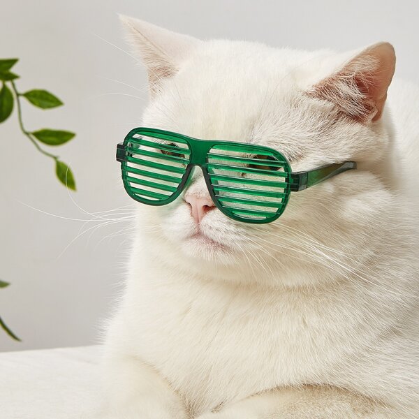 

1pair Hollow Lens Pet Glasses, Green