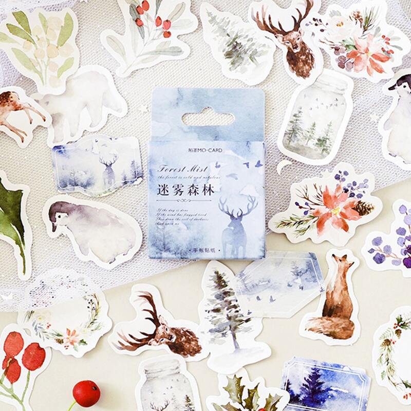 

46pcs Elk & Forest Pattern Sticker, Multicolor