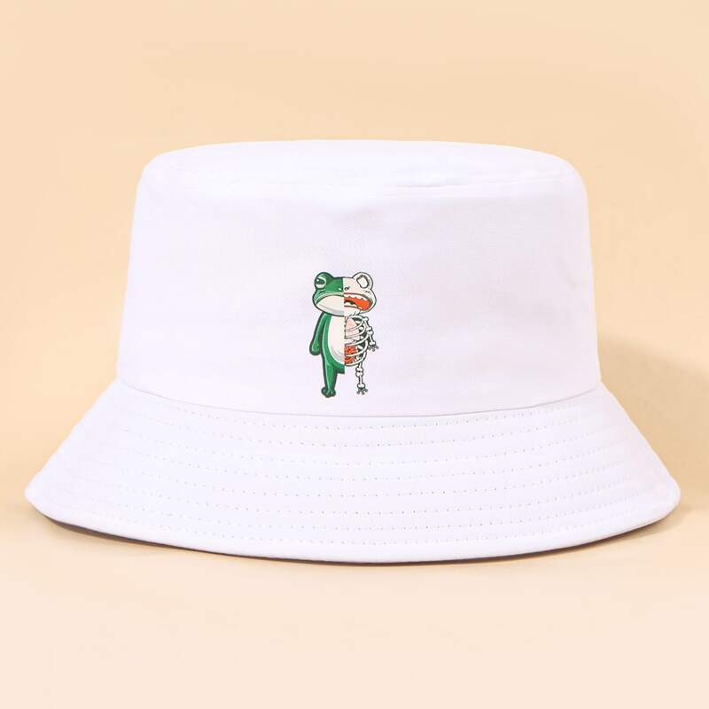 

Skeleton Frog Bucket Hat, White