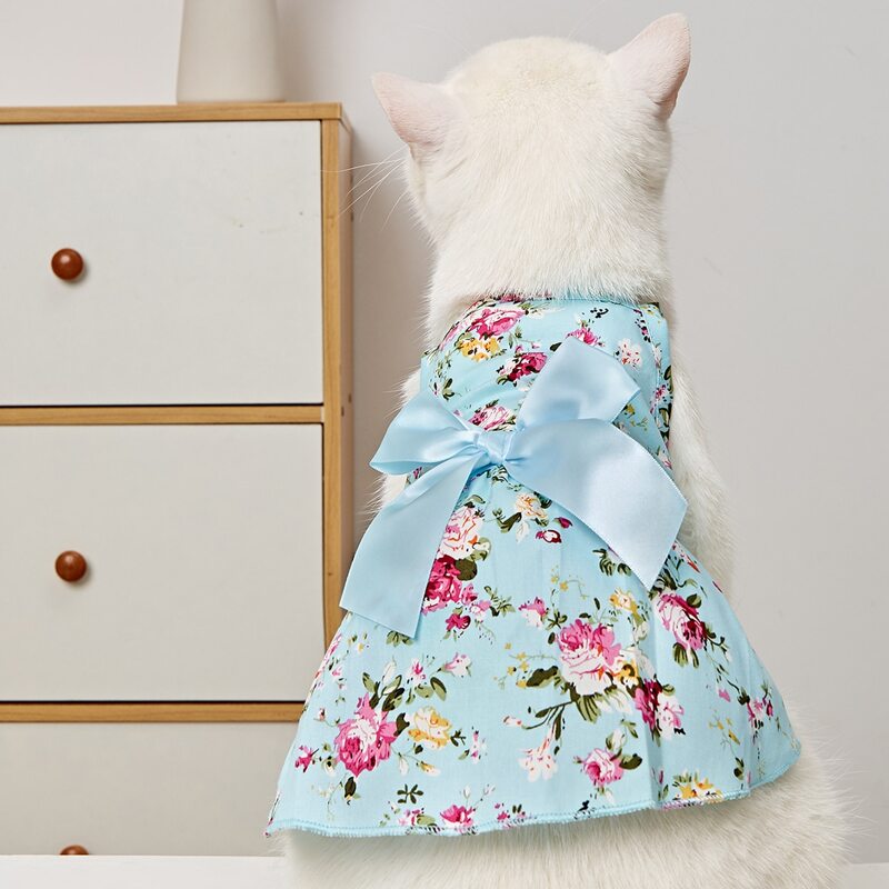 

Floral Pattern Pet Dress, Blue