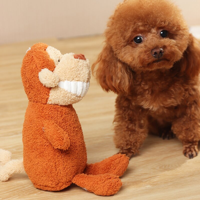 

1pc Monkey Shaped Pet Plush Toy, Brown