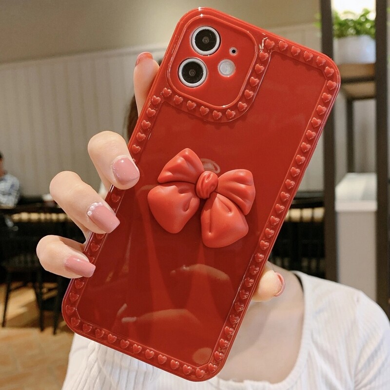 

Bow Decor Phone Case, Red