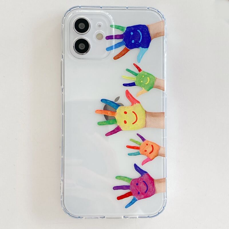

Cartoon Hand Print Phone Case, Clear
