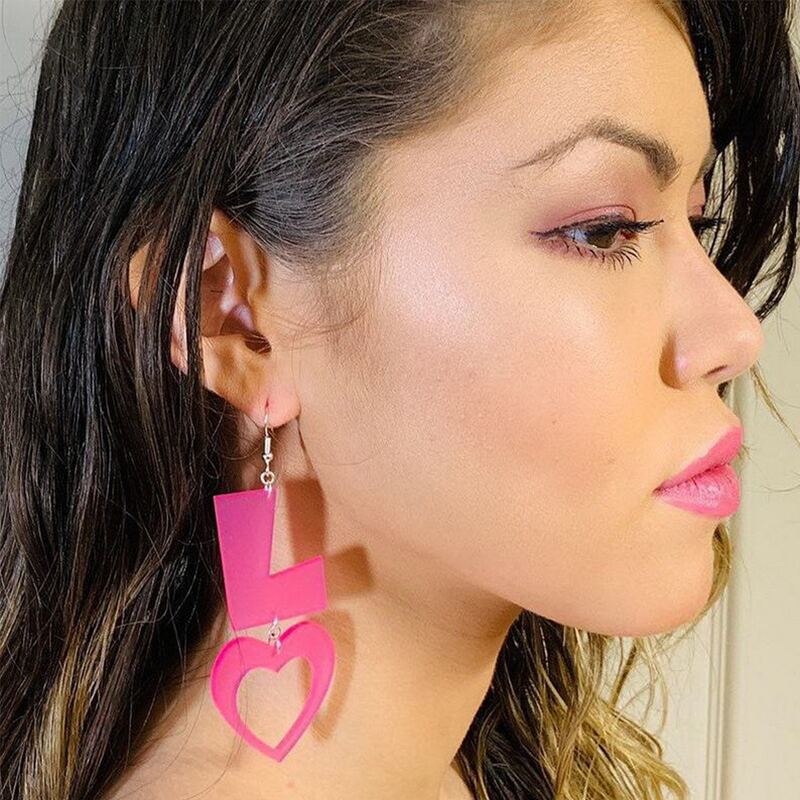 

1pair Letter Drop Earrings, Pink