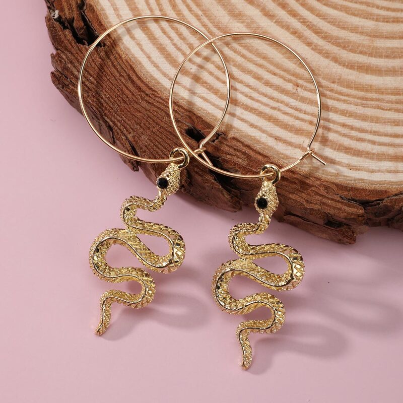 

Snake Hoop Earrings, Gold
