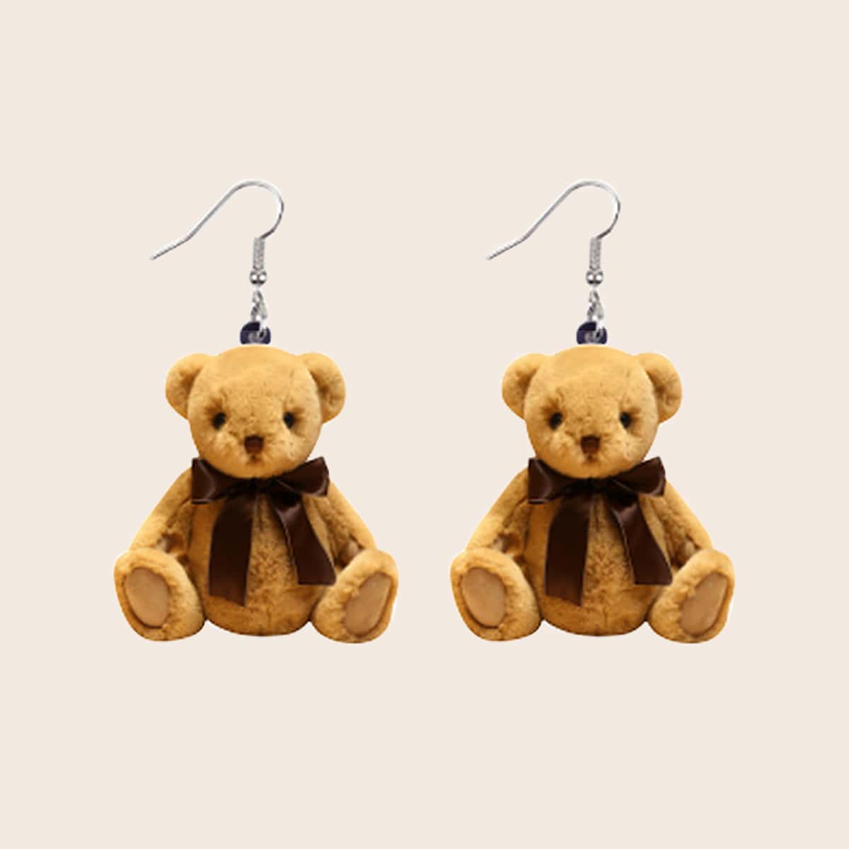 

Cartoon Bear Drop Earrings, Brown
