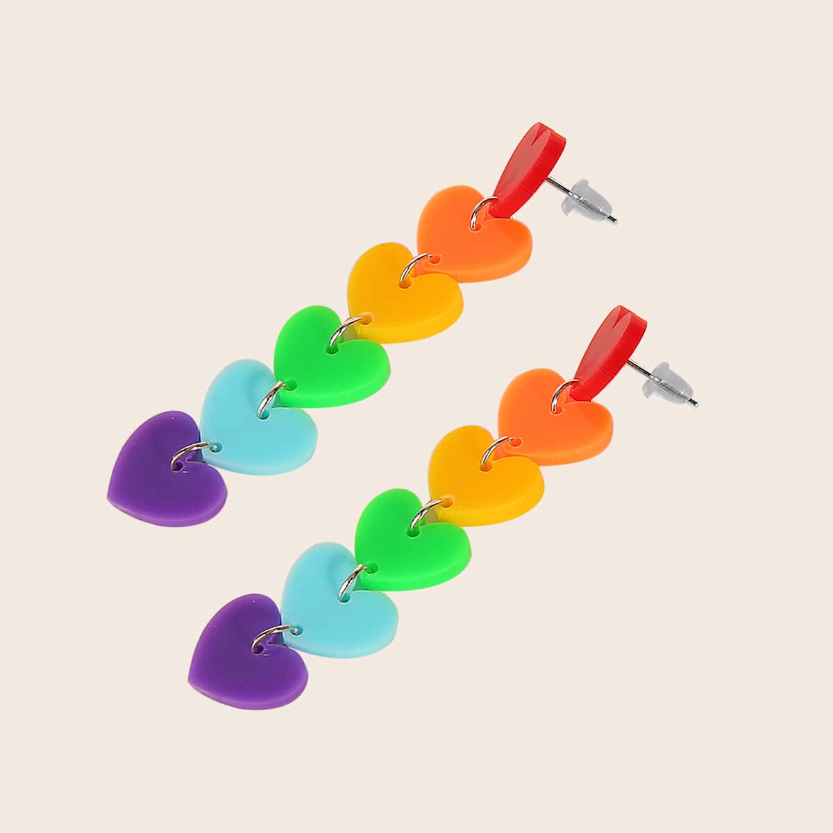 

Layered Heart Drop Earrings, Multicolor