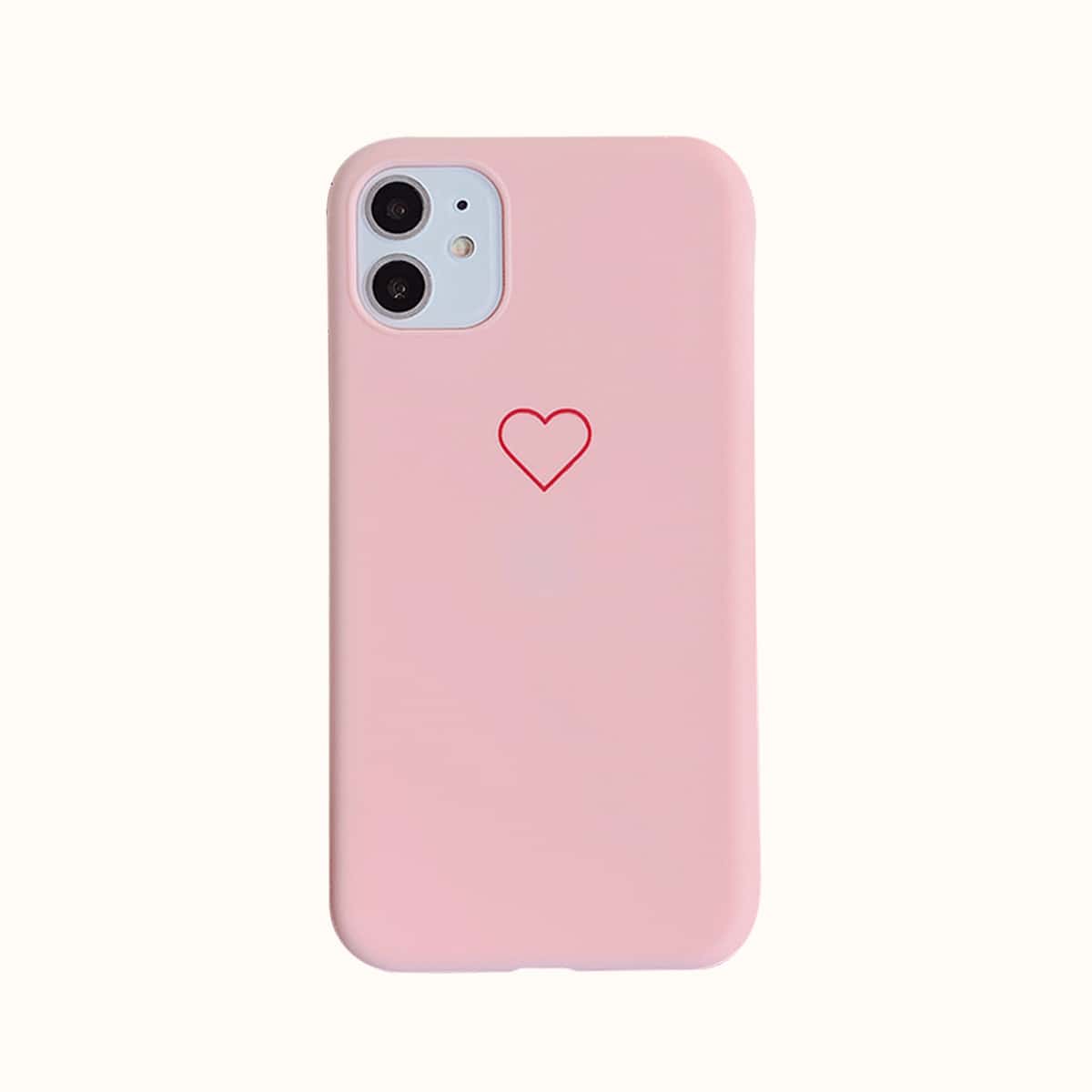 

Simple Heart Print Phone Case, Pink
