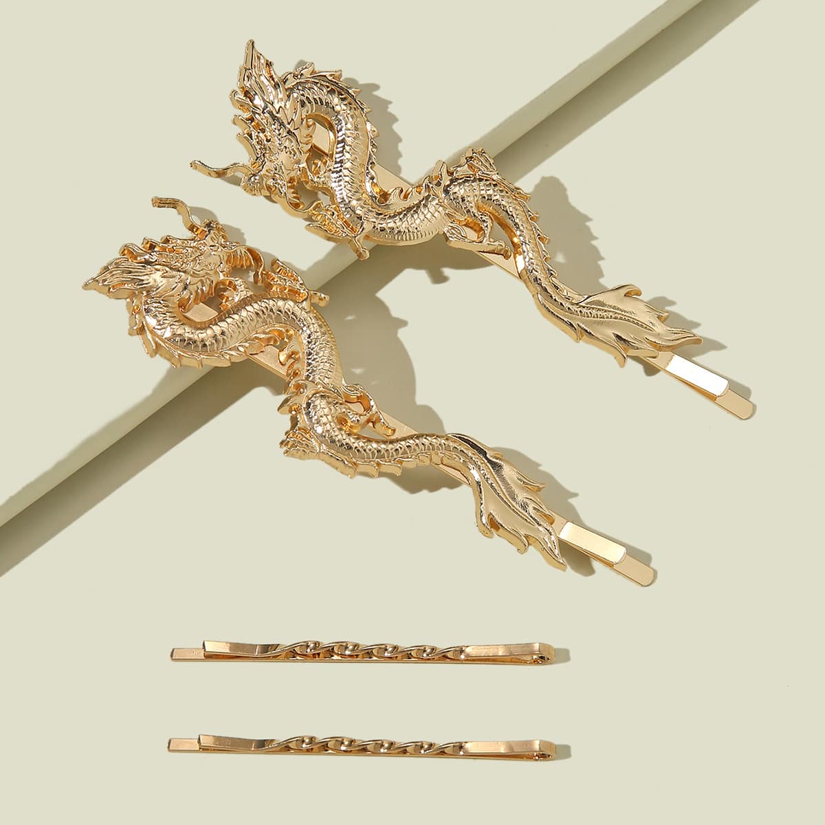 

4pcs Dragon Design Bobby Pin, Gold