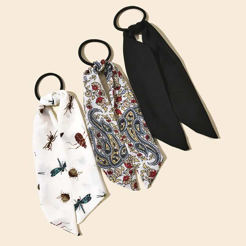 

3pcs Paisley Scarf Hair Tie, Multicolor