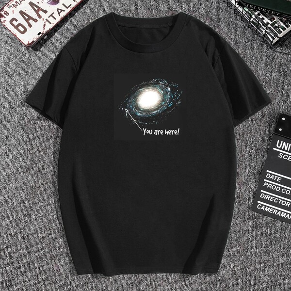 

Men Letter Graphic Short Sleeve Tee, Black