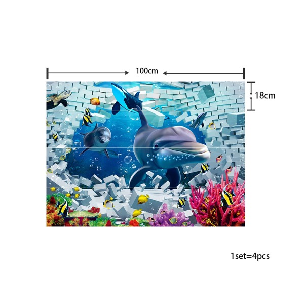 

4pcs Marine Life Pattern Floor Sticker, Multicolor