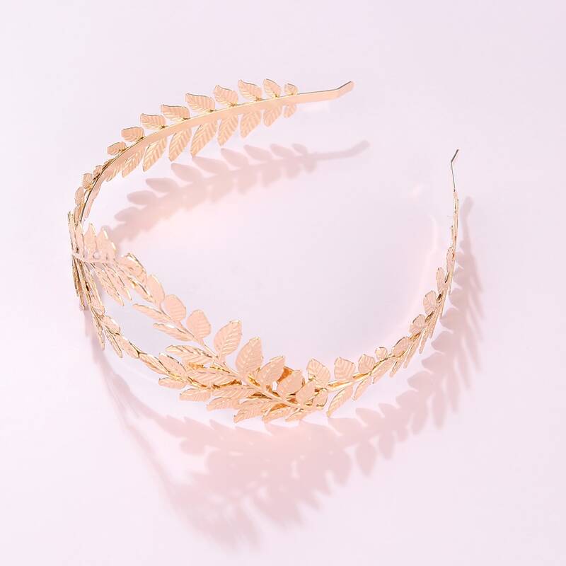 

1pc Leaf Design Hair Hoop, Gold