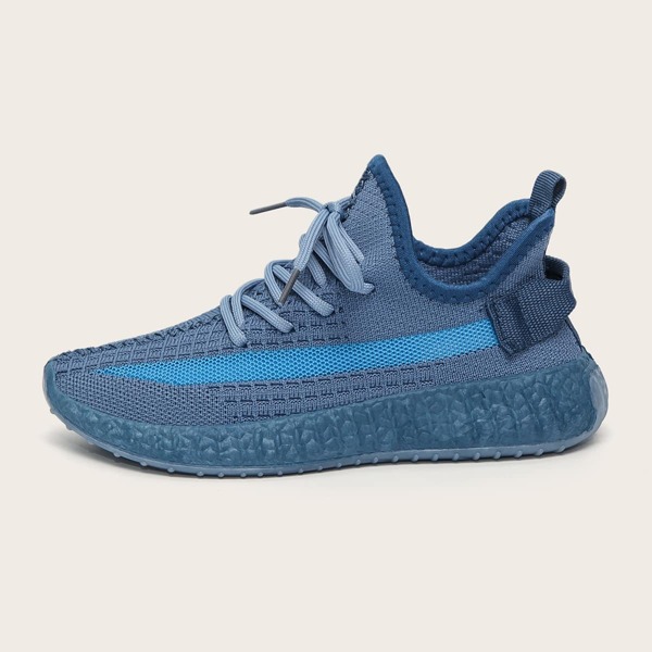 

Lace Up Decor Knit Running Shoes, Dusty blue