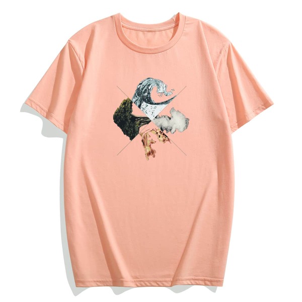 

Men Fire & Tree Print Tee, Coral pink