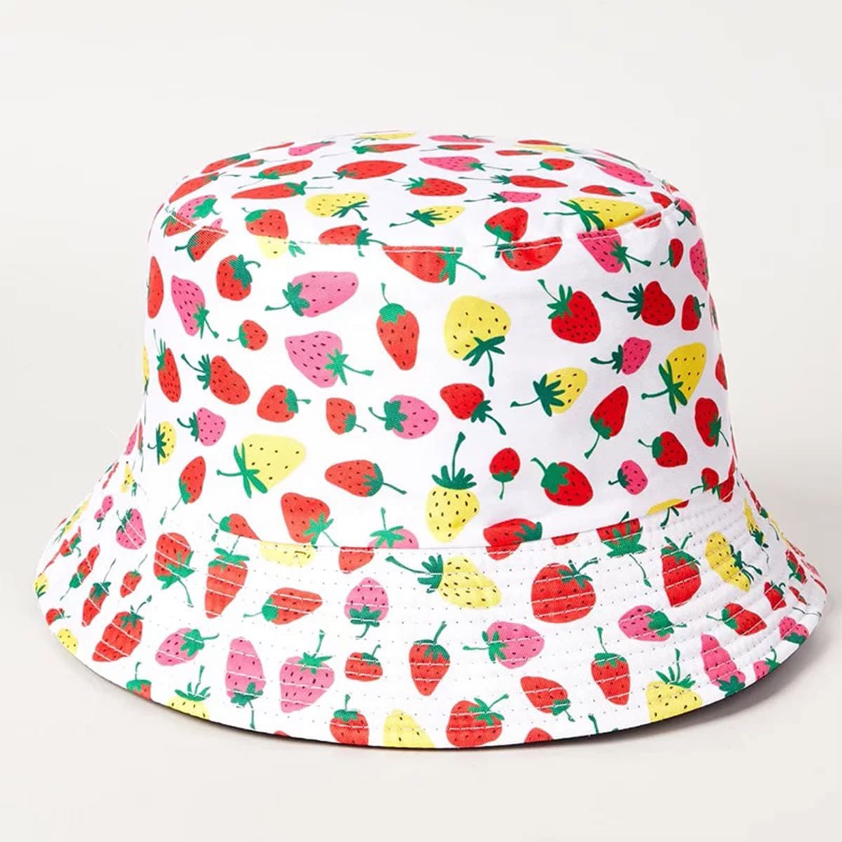 

Allover Strawberry Print Bucket Hat, Multicolor