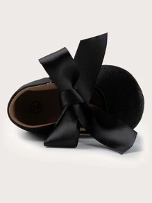 Infant Girl Bow Decor Flats - Black - View 3