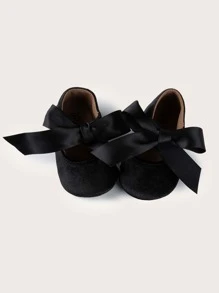Infant Girl Bow Decor Flats - Black - View 5