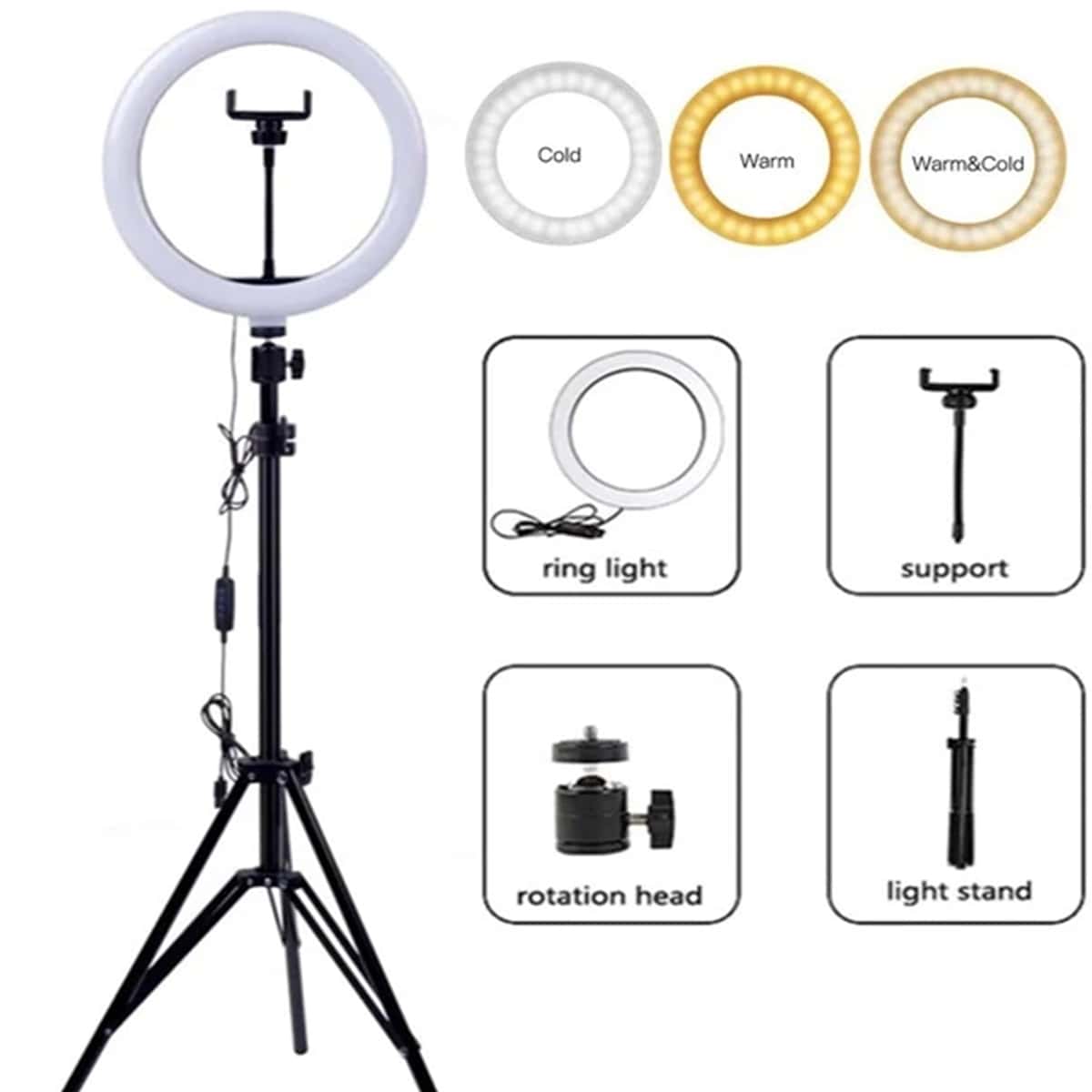 

1pc Ring Fill Light With Tripod Stand, Black