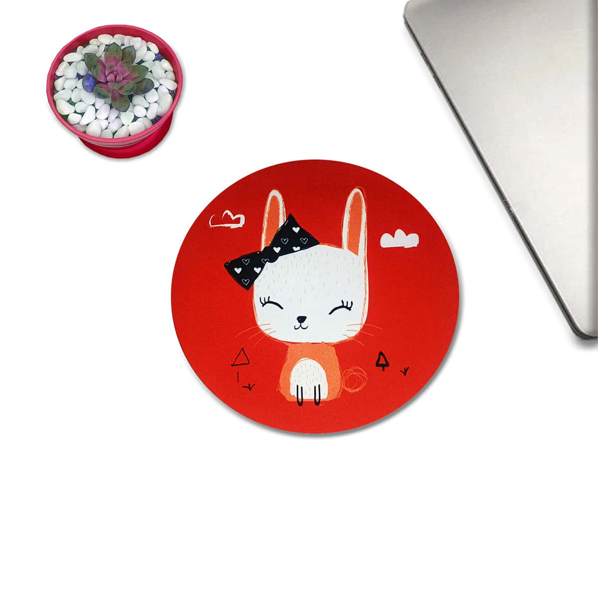 

Cartoon Rabbit Mouse Pad, Red