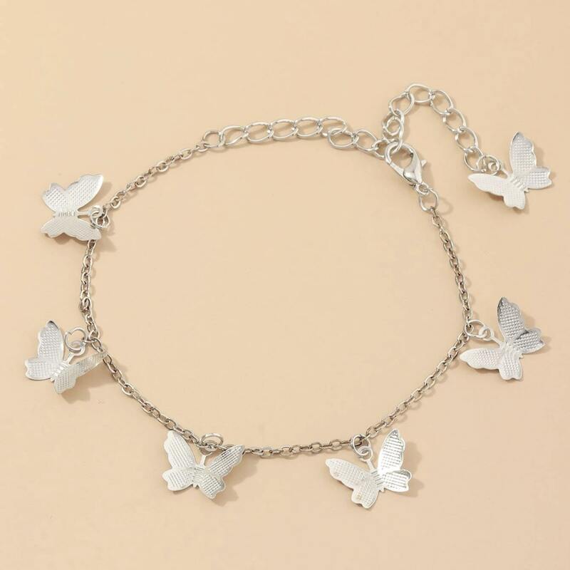 

Butterfly Chain Anklet, Silver