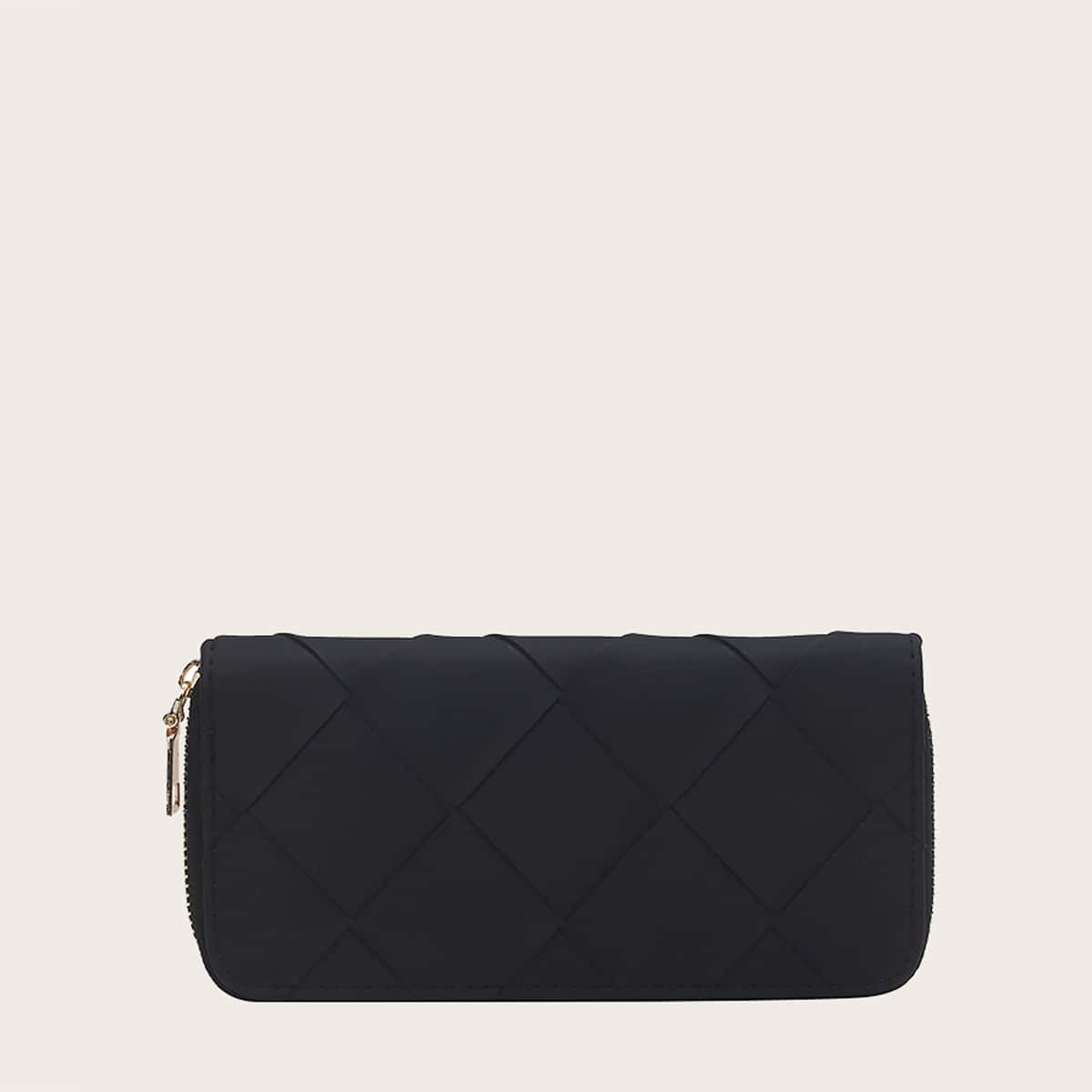 

Weave Zip Around Purse, Black