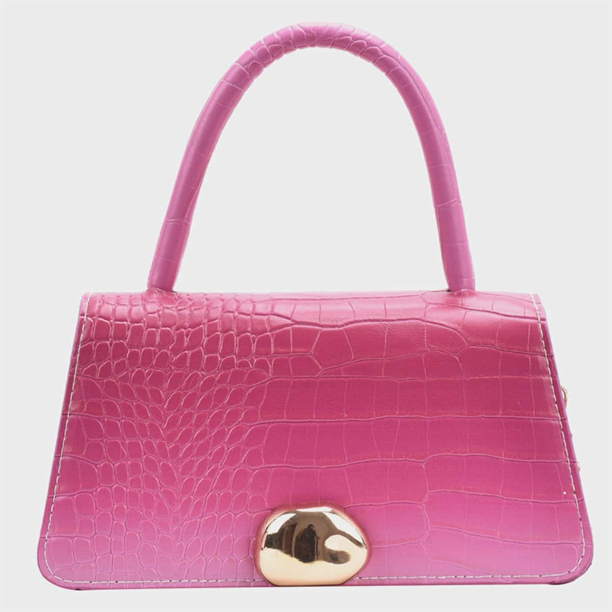 

Ombre Croc Embossed Satchel Bag, Hot pink