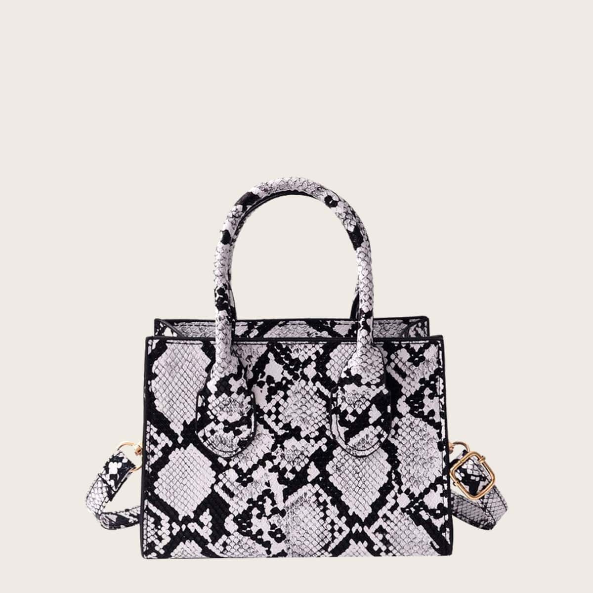 

Snakeskin Satchel Bag, Multicolor