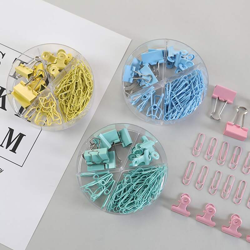 

1box Random Paper Clip & Binder Clip Set, Multicolor