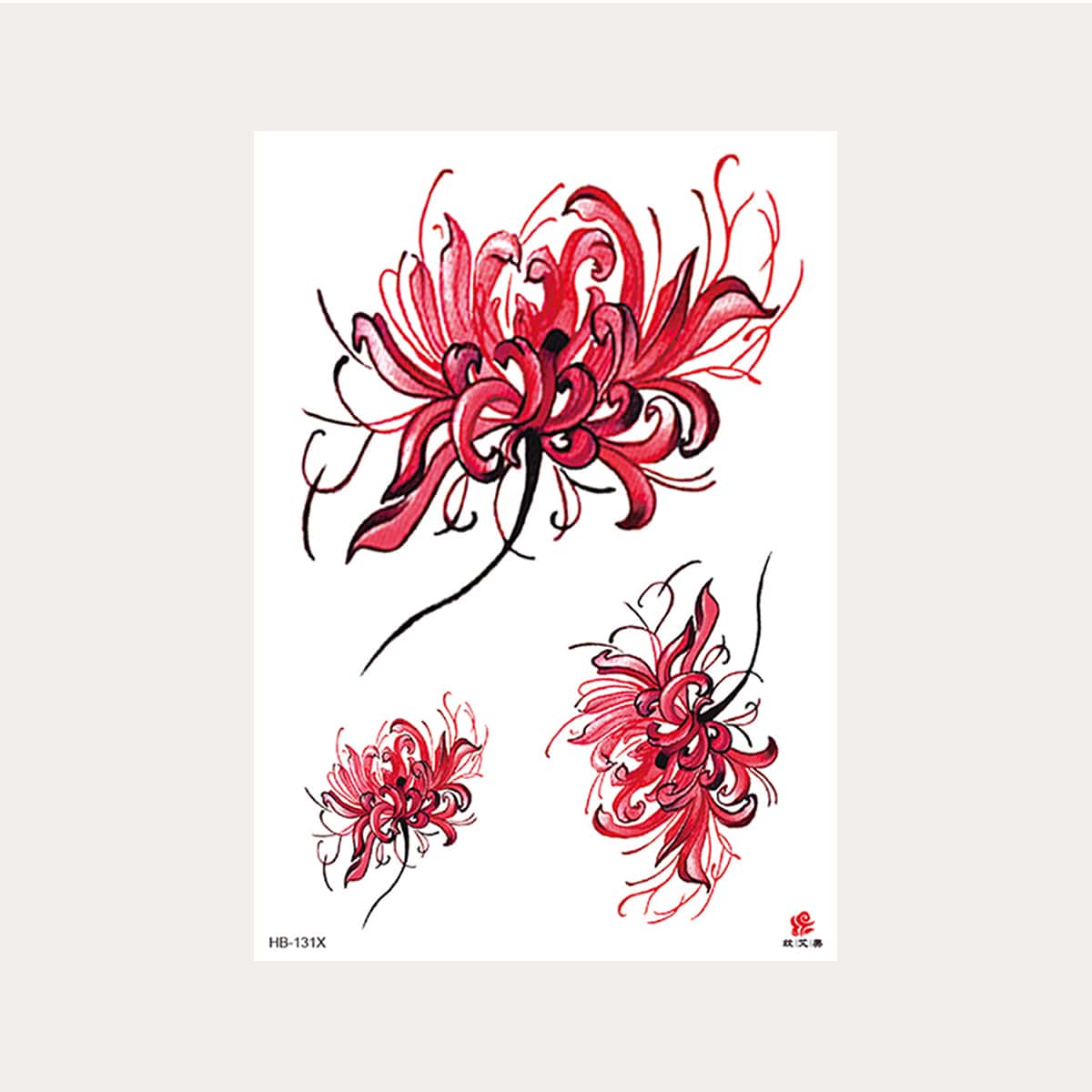

1sheet Rose Pattern Tattoo, Red