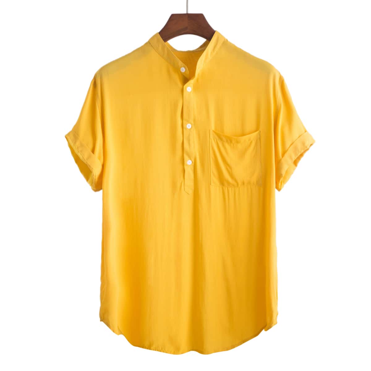 

Guys Half Button Pocket Front Shirt, Yellow