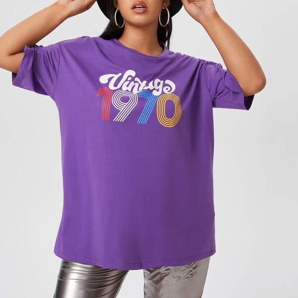 

Plus Letter Graphic Drop Shoulder Tee, Purple