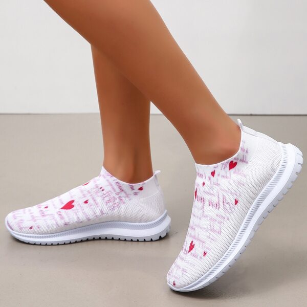 

Heart Print Running Shoes, White