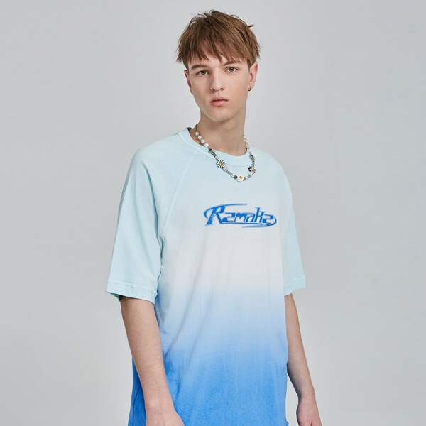 

Men Letter Graphic Ombre Tee, Blue