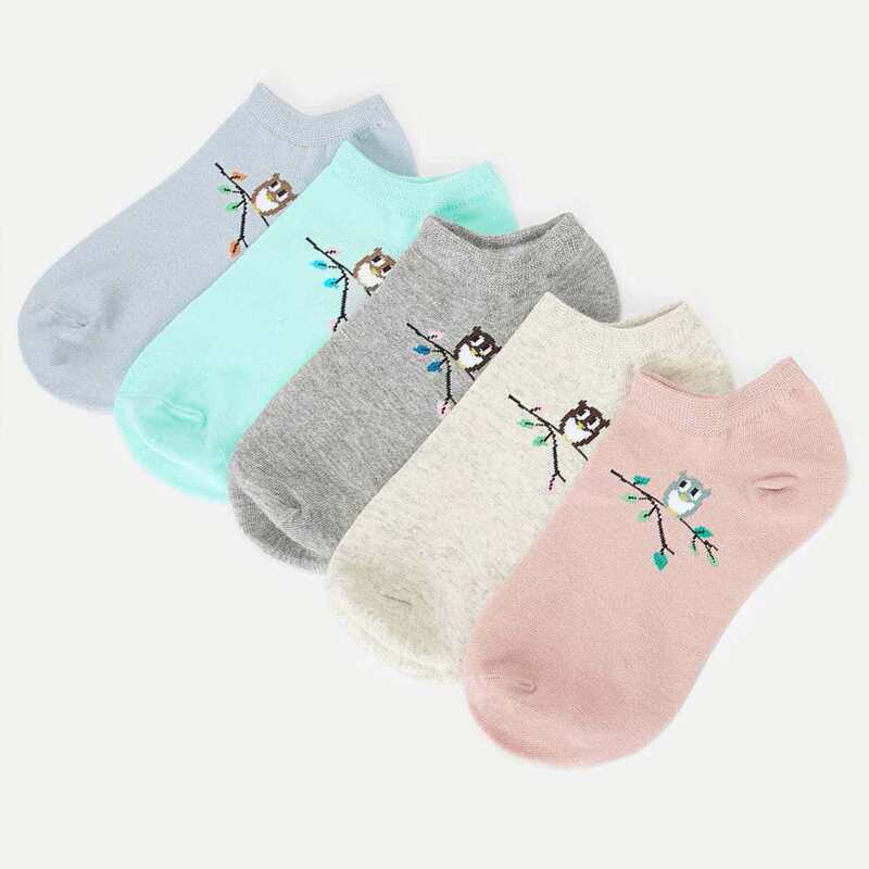 

5pairs Cartoon Invisible Socks, Multicolor