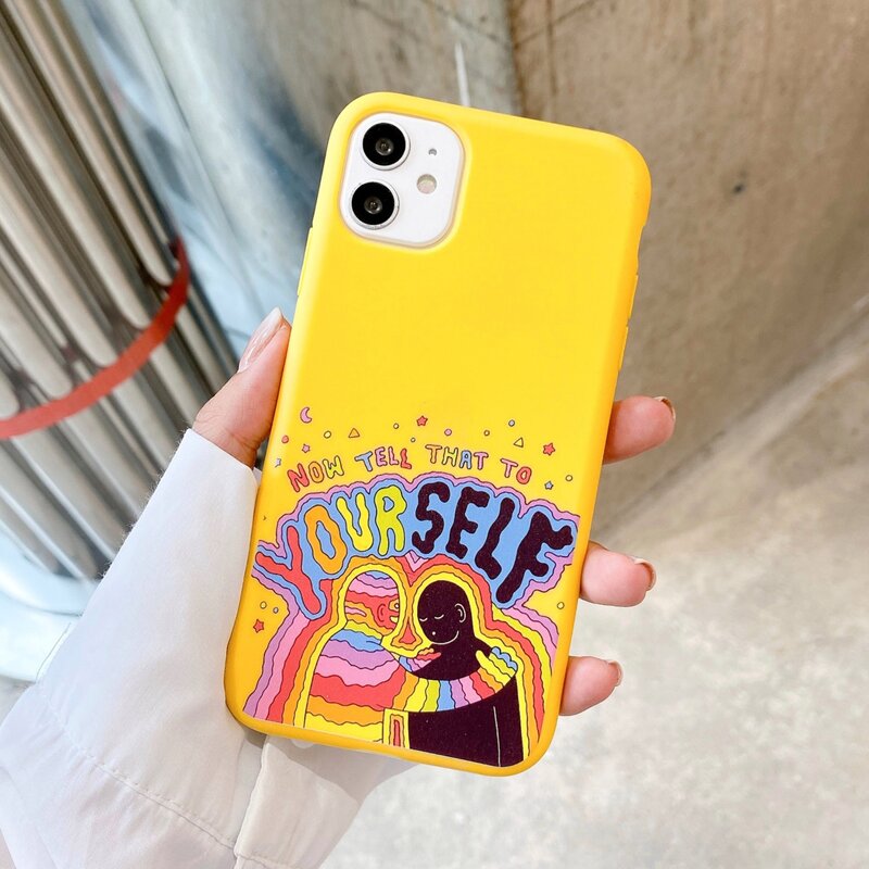 

Cartoon Slogan Graphic Phone Case, Multicolor