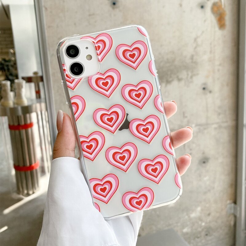 

Heart Print Clear Phone Case