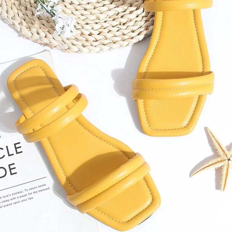 

Simple Strap Slide Sandals, Yellow