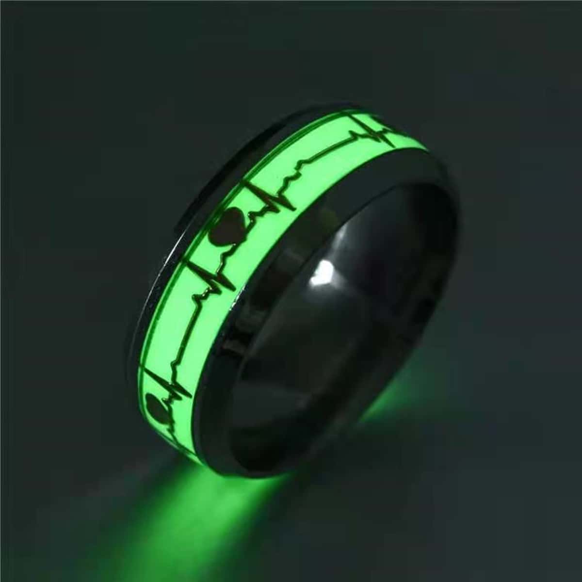 

Guys 1pc Luminous Heartbeat Line Ring, Yellow