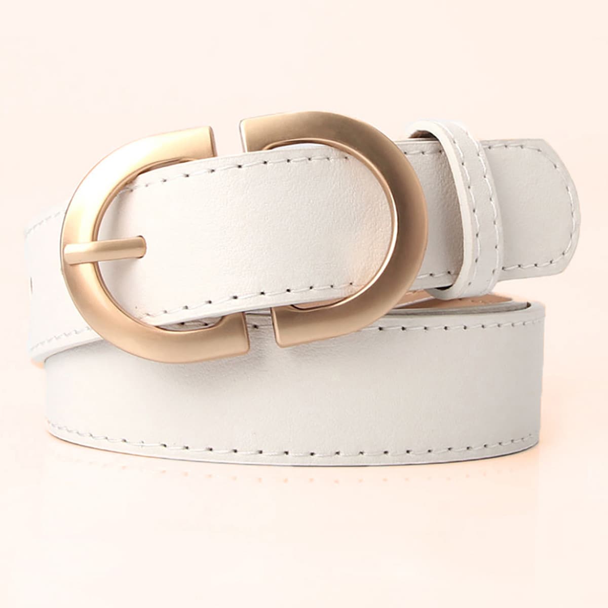 

Simple Buckle Belt, White