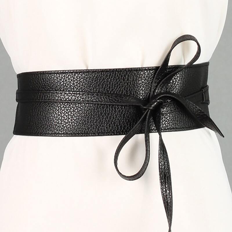 

Tie Front Wide Belt, Black