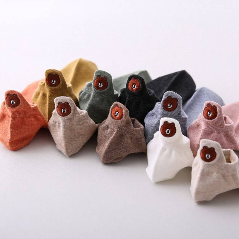 

5pairs Random Color Cartoon Invisible Socks, Multicolor