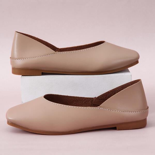 

Square Toe Ballet Flats, Apricot