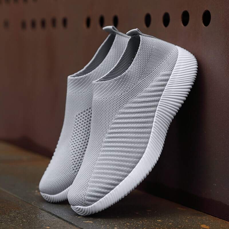 

Solid Slip On Knit Sneakers, Grey