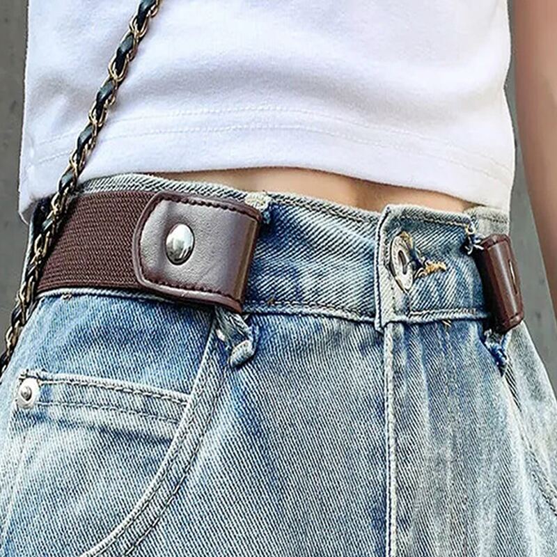 

No Buckle Elastic Belt, Coffee brown