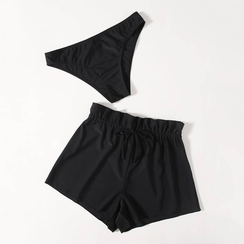 

2pack Plain Bikini Panty With Shorts, Black