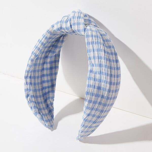 

Plaid Knot Decor Headband, Blue
