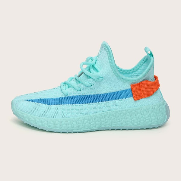 

Lace Up Decor Knit Running Shoes, Mint blue