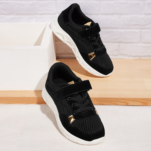 

Girls Velcro Strap Mesh Sneakers, Black