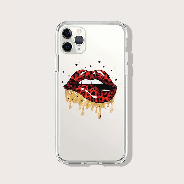 

Прозрачный чехол для iPhone с узором губ
